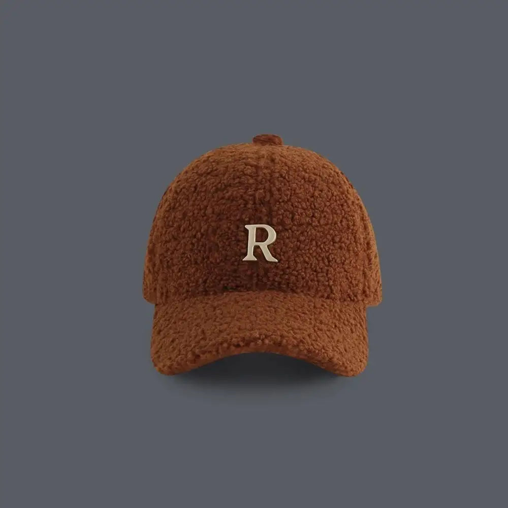 Baseball Cap Winter Hats For Women Men Unisex Letter Metal Logo Imitation Cashmere Keep Warm Simple Casual Winter Cap New Velvet