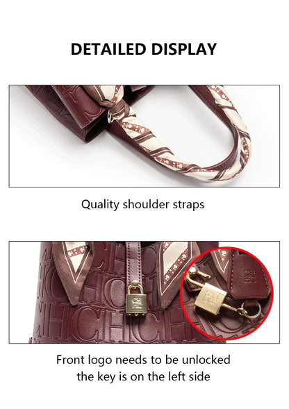 Large Capacity Handbag Luxury Brand Temperament Letter Print with Lock Design 2025 Trendy Women's Crossbody Bag