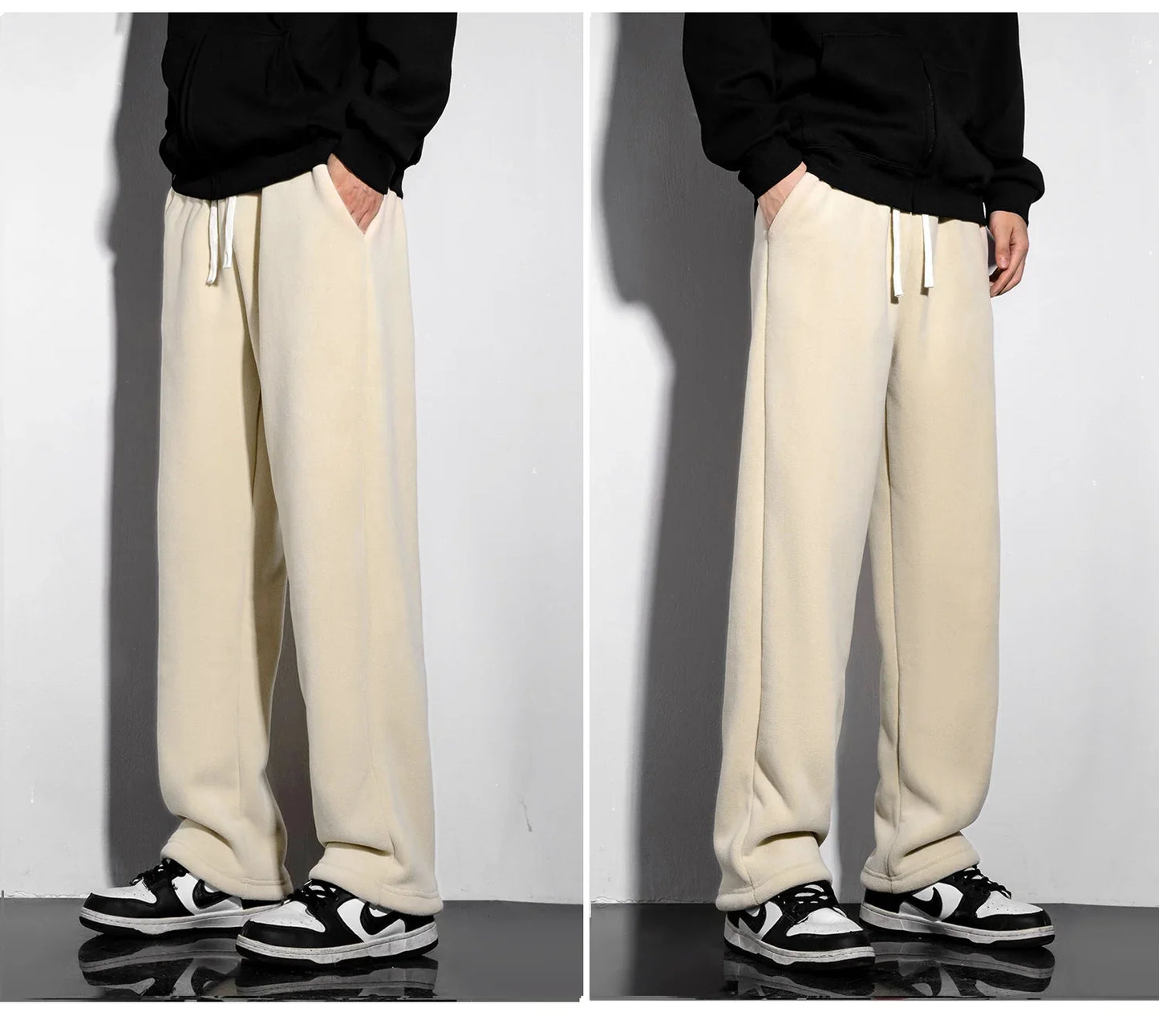 Unisex 2026 Winter New Oversize Pants Men Women Warm Fleece Liner Drawstring Trousers Casual Comfortable Gym Sweatpants