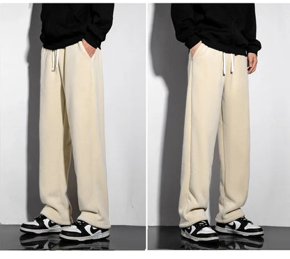 Unisex 2026 Winter New Oversize Pants Men Women Warm Fleece Liner Drawstring Trousers Casual Comfortable Gym Sweatpants