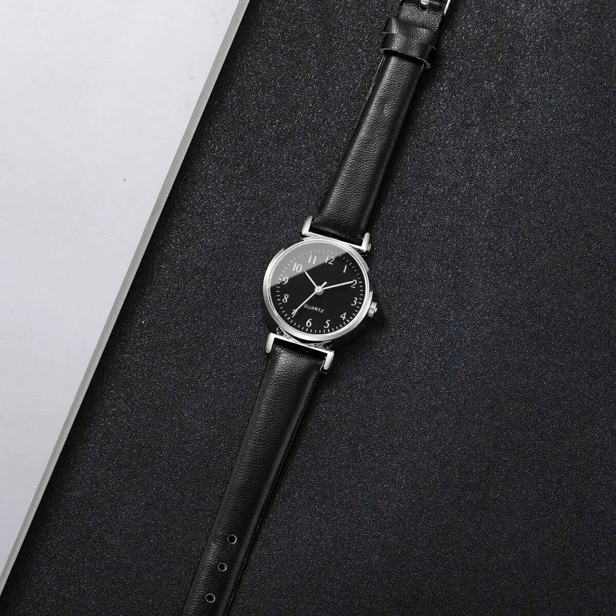 2PCS Fashion Women Quartz Watches Set Simple Small Dial Leather Strap Watch for Girls Reloj Mujer（Without Box）
