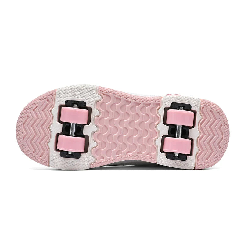 HeelysChildren's small flower decorated four-wheel roller skating sports shoe breathable roller skating girls shoes holidaygifts