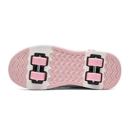 HeelysChildren's small flower decorated four-wheel roller skating sports shoe breathable roller skating girls shoes holidaygifts