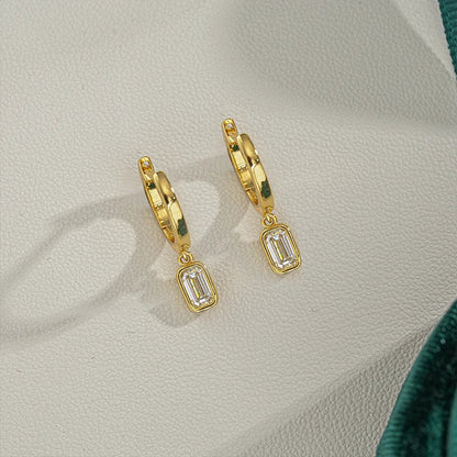 0.5ct Emerald Cut Moissanite Drops Earrings for Women Wedding Party Luxury Jewelry 925 Silver Original Ladies' Earrings