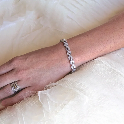 3*6mm 0.3ct Marquise Cut Moissanite Diamond Tennis Bracelets with Certifcate 100% S925 Silver Bridal Wedding Bracelet for Women