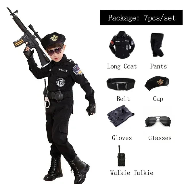 Nieuwe Kinderen Jongens Meisjes Grappige Politieagent Kostuums Kinderen Politie Uniform Cosplay Kleding Pak Halloween Party