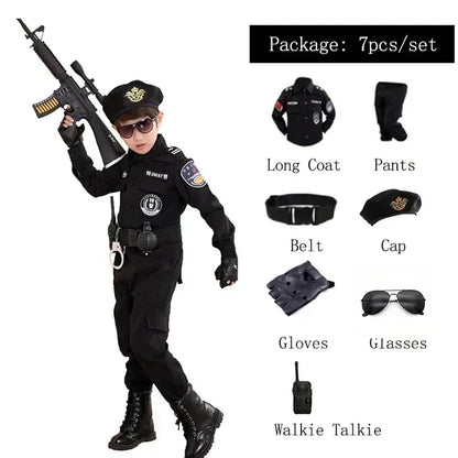 Nieuwe Kinderen Jongens Meisjes Grappige Politieagent Kostuums Kinderen Politie Uniform Cosplay Kleding Pak Halloween Party