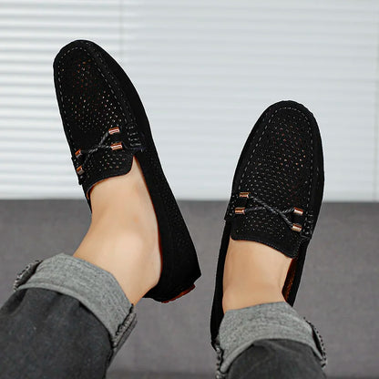 Mens Casual Shoes Genuine Leather Man Loafers Slip on Flats Lightweight Mens Driving Shoes Lazy Shoes
