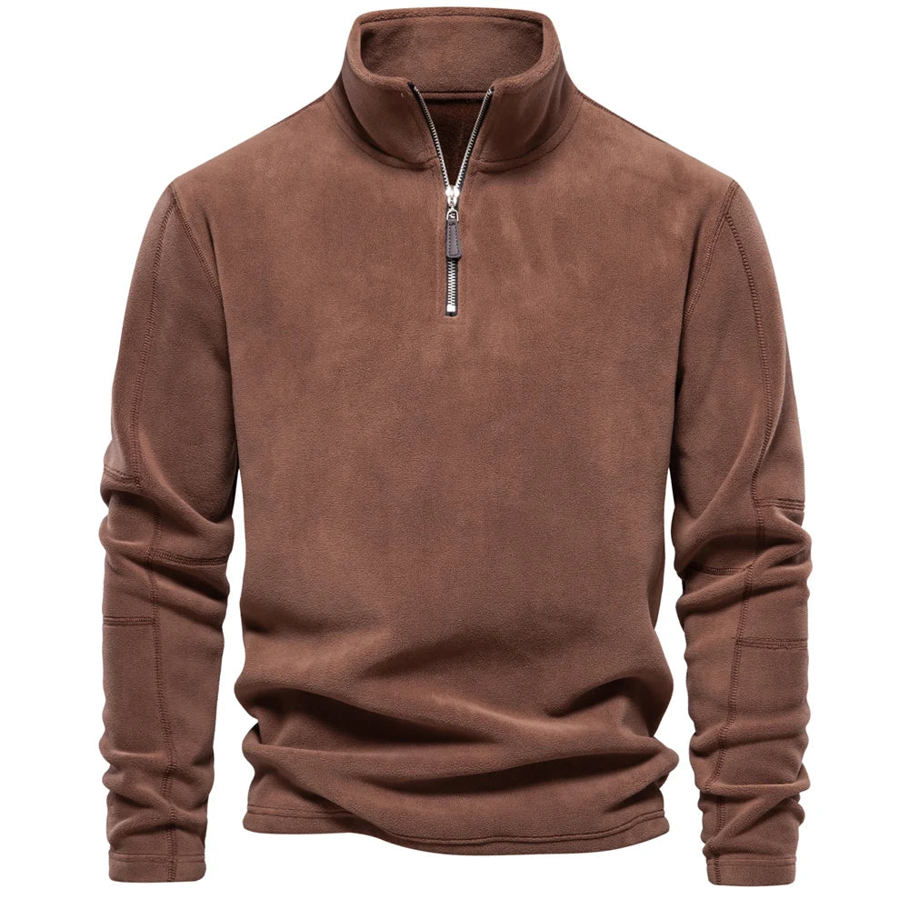 Thicken Warm Fleece Jacket for Men Zipper Neck Pullover Men's Sweatshirt Soft Shell Mens Jacket
