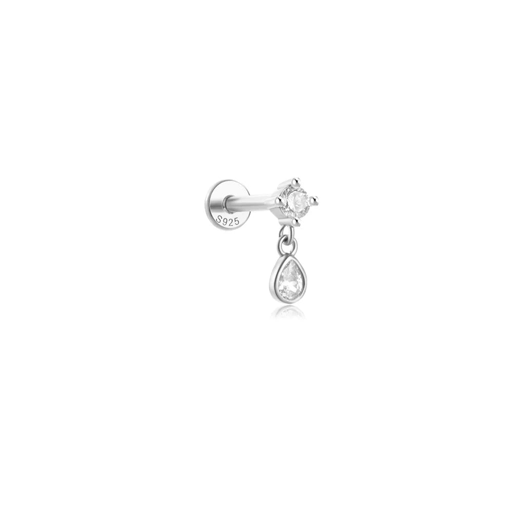 925 Sterling Silver Star/Flower/Pearl Zircon Dangle Earrings For Women 1pc Simple Earrings For Women Girl Wedding Gift