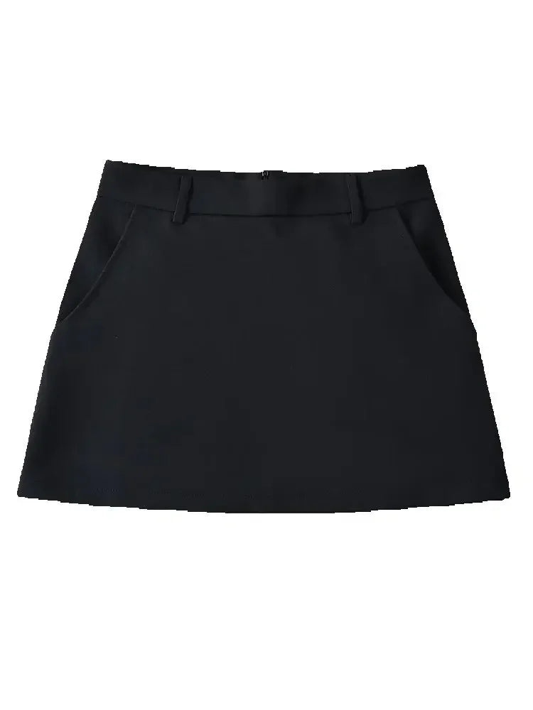 Women Fashion Solid Back Zipper A-Line Mini Skirt Vintage High Waist Female Chic Lady Skirts