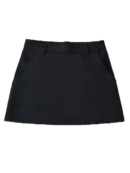 Women Fashion Solid Back Zipper A-Line Mini Skirt Vintage High Waist Female Chic Lady Skirts