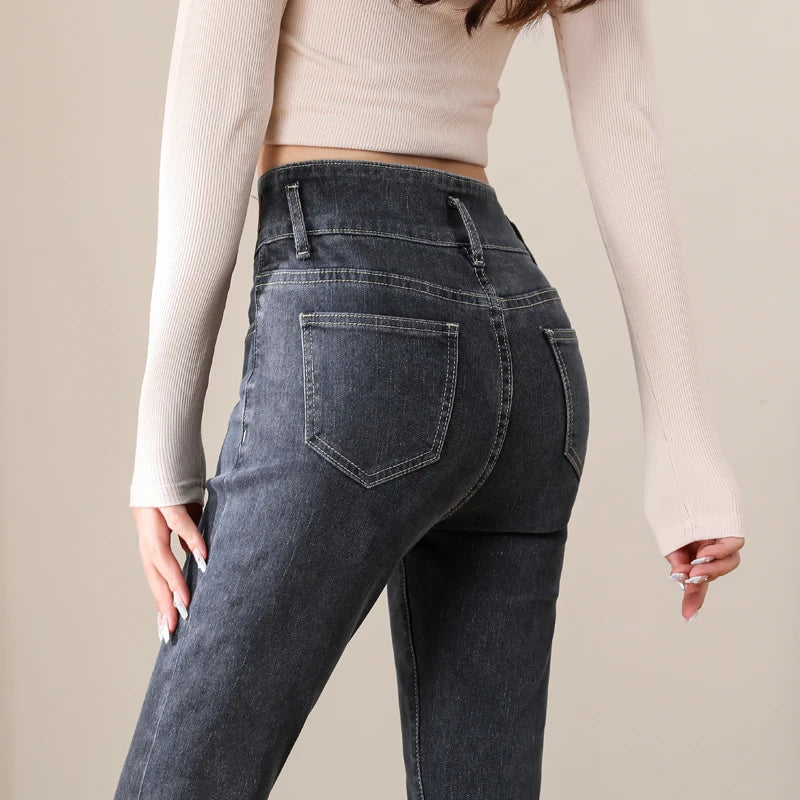 Woman Skinny Jeans High Waist Slim Korean Elastic Pencil Pants