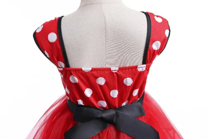 Minni Mouse Baby Girls Dress Fancy Birthday Party Cosplay Costume Polka Dot Cute Carnival Party Easter Costume for 1-5 Years