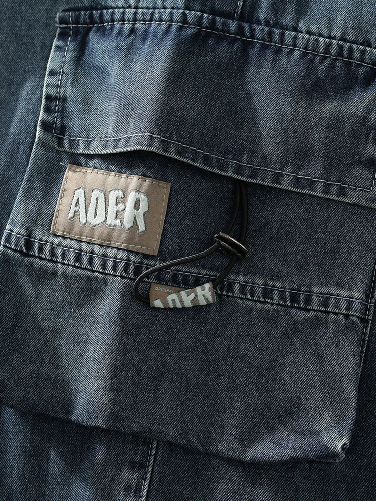 Summer Men's Straight Jeans Multi-Pockets Wide Leg Denim Cargo Pants 8XL 7XL 6XL Big Size Lightweight Baggy Solid Jeans Trousers