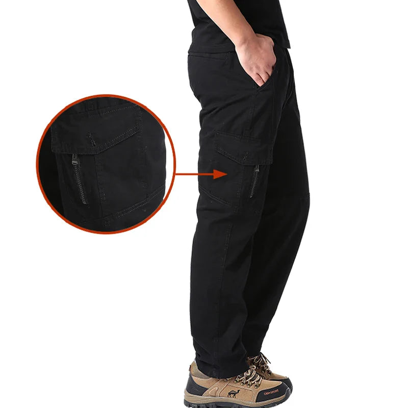 Men's Cotton Cargo Pants Casual Multiple Pocket Tacitcal Pants Spring Autumn Outdoor Camping Hiking Work Pants