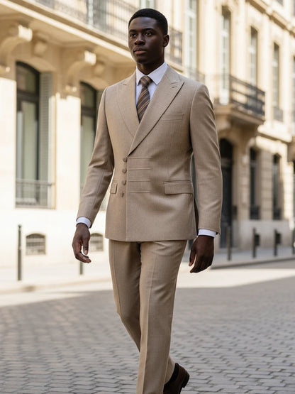 Elegant man suit for wedding grey Slim Fit Double Breasted Multiple buttons Casual Business man 2 piece party outfit
