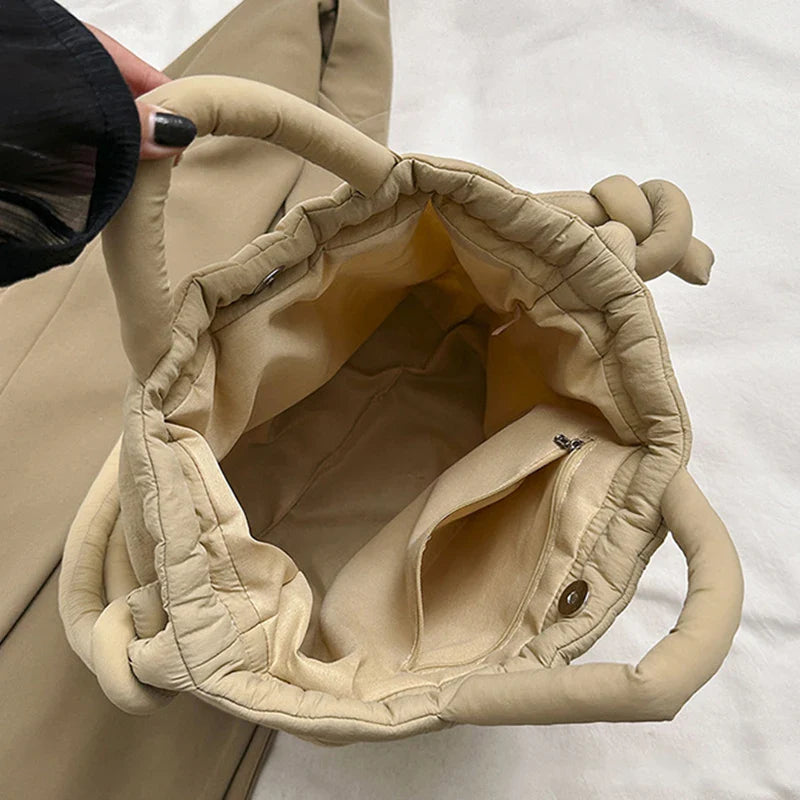New Korean Fashion Fabric Shoulder Bag Soft Dacron Crossbody Bag Mini Tote Purses for Women Underarm Bags Handbags and Purses