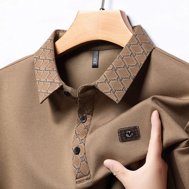 High quality brand long sleeved men's polo shirt autumn fashion personality collar and Z-letter badge design casual Paul T-shirt