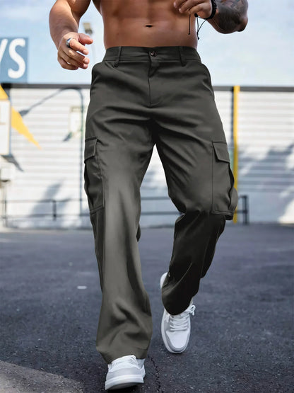 Men's Workwear Pants Wear-Resistant Sports Straight Leg Loose Summer Multi-Pocket Casual Trousers