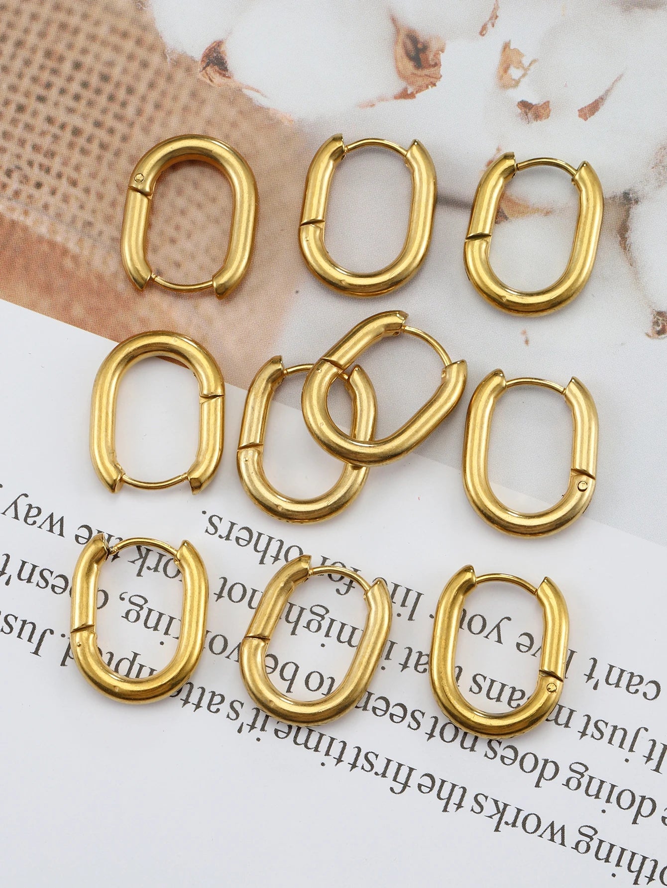 10pcs Stainless Steel Thick Wire Hoop Earrings Punk Hiphop Huggie Piercing