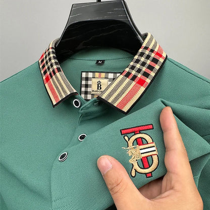 Fashion designer brand short sleeve men's polo shirt new lapel top high-end embroidery summer breathable casual Paul T-shirt