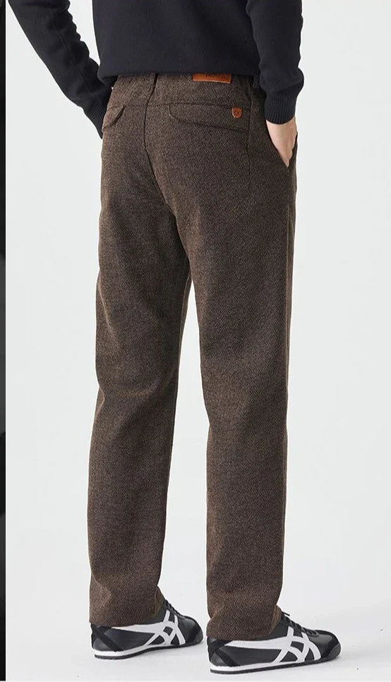 Men's Loose Casual Pants Autumn and Winter New Fashion Pocket Wide-leg Business Pants Comfortable Elastic Waist Stretch Pants