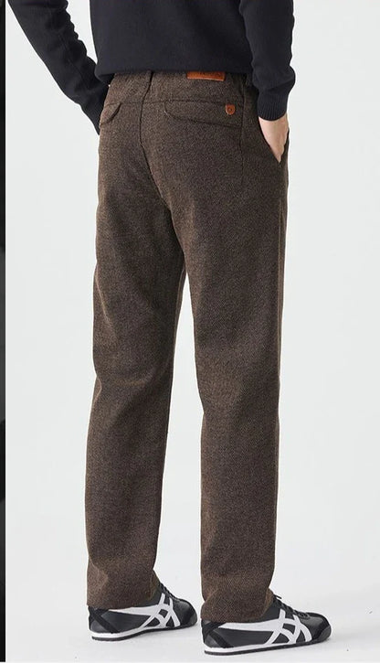 Men's Loose Casual Pants Autumn and Winter New Fashion Pocket Wide-leg Business Pants Comfortable Elastic Waist Stretch Pants