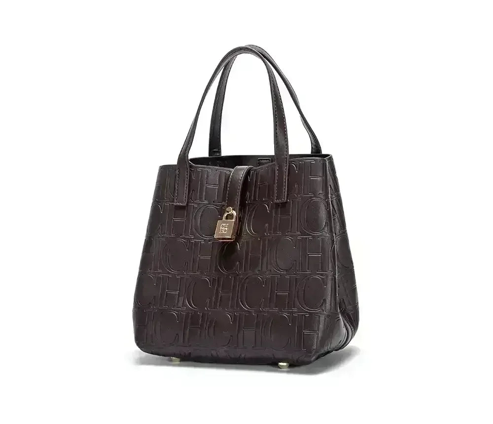 Large Capacity Handbag Luxury Brand Temperament Letter Print with Lock Design 2025 Trendy Women's Crossbody Bag