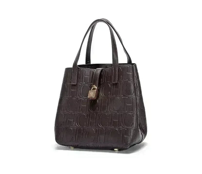 Large Capacity Handbag Luxury Brand Temperament Letter Print with Lock Design 2025 Trendy Women's Crossbody Bag