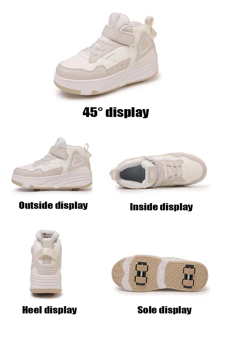 Kids Roller Skate Shoes Fashion Casual Sports Children 4-Wheels Sneakers for Boys and Girls Outdoor Running