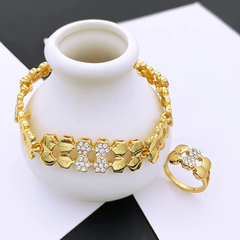 Conjuntos de Joias de Cor Dourada para Mulheres, Conjuntos de Colares para Mulheres, bijoux de mode, conjuntos de joias