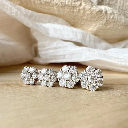 2.5/3MM D color Moissanite Flower Stud Earrings For Women S925 Silver Sparkling Lab Diamond Earrings Wedding Fine Jewelry