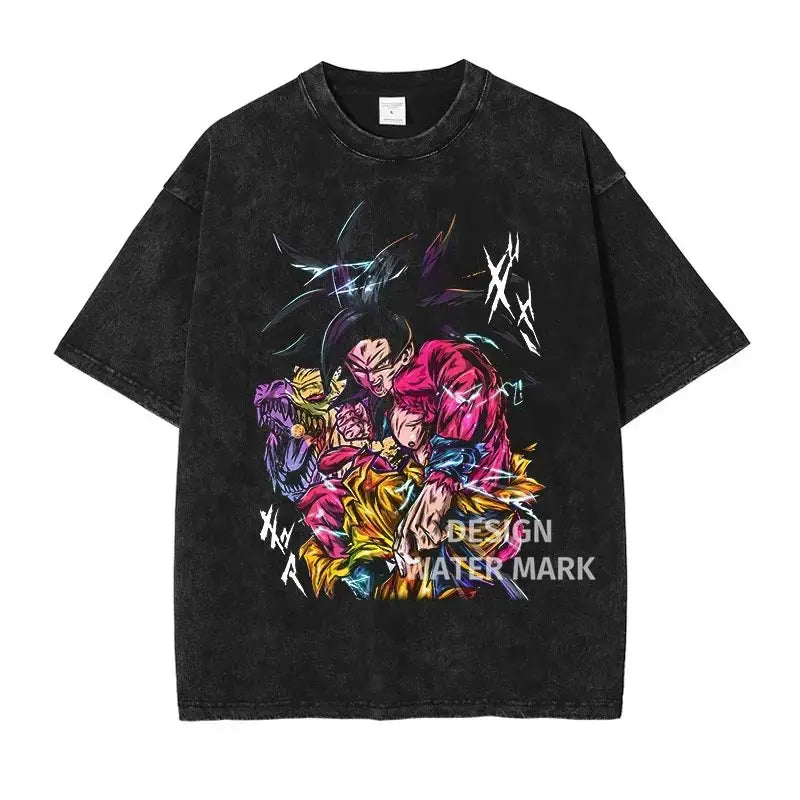 T-shirt Man Women Vintage Washed Short Sleeve Tee Streetwear Loose Casual Tops