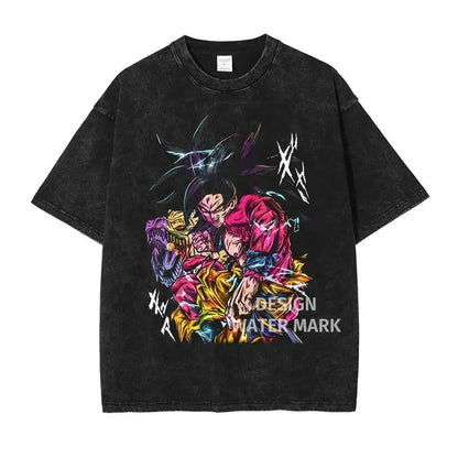 T-shirt Man Women Vintage Washed Short Sleeve Tee Streetwear Loose Casual Tops