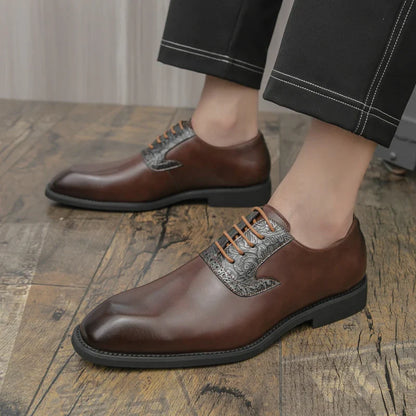 Fashion Designer New Men's Pointed Lace Up Oxford Shoes Male Wedding Dress Homecoming Formal Wedding Footwear