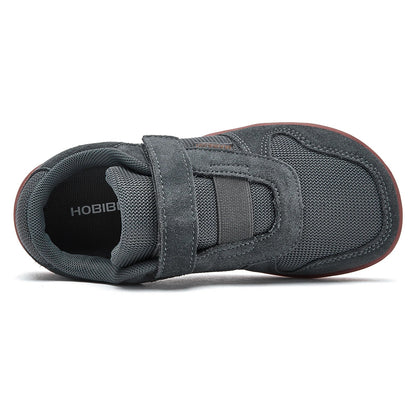 Kids Wide Toe Barefoot Shoes Little/Big/Kid Hook Loop Minimalist Sneakers Artificial Leather Mesh Lightweight Shoes