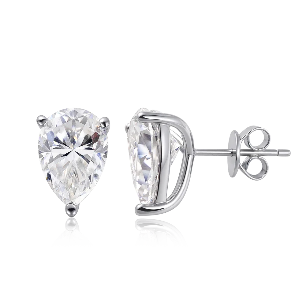 0.5-4Carat Pear Cut Moissanite Stud Earrings 100% S925 Silver Waterdrop Lab Diamomd Ear Studs for Women Fine Jewelry Gift