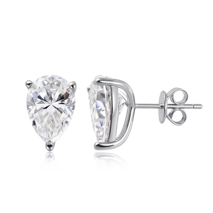 0.5-4Carat Pear Cut Moissanite Stud Earrings 100% S925 Silver Waterdrop Lab Diamomd Ear Studs for Women Fine Jewelry Gift