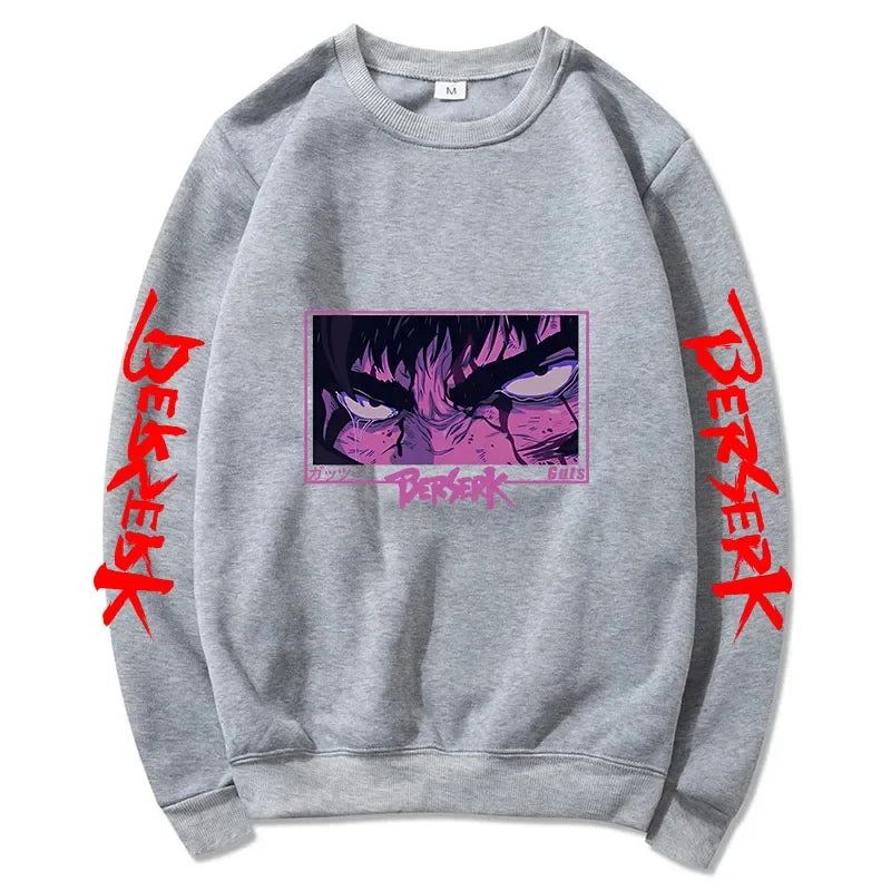 Autumn and Winter Anime Men's Pullover - Harajuku Style Berserker Pattern Loose Hoodie, Fashionable Unisex Long Sleeves