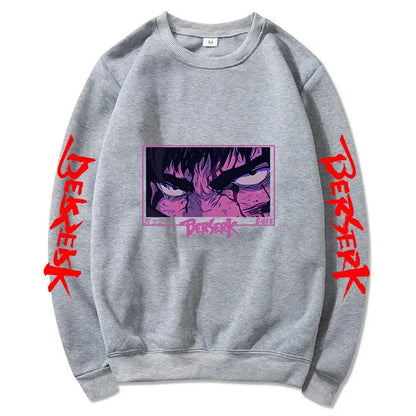 Autumn and Winter Anime Men's Pullover - Harajuku Style Berserker Pattern Loose Hoodie, Fashionable Unisex Long Sleeves