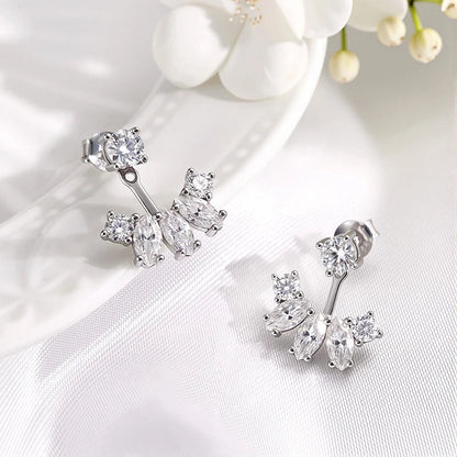 GRA Certified All Moissanite Drop Earrings for Women Detachable Earcuff Party Jewelry Pure 925 Silver Stud Earring 2 Use
