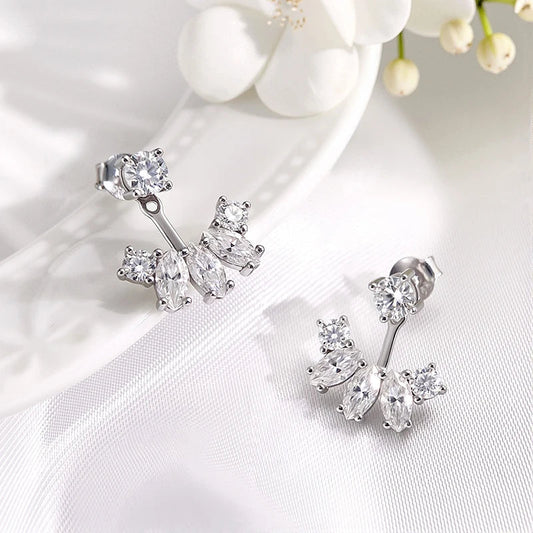 GRA Certified All Moissanite Drop Earrings for Women Detachable Earcuff Party Jewelry Pure 925 Silver Stud Earring 2 Use