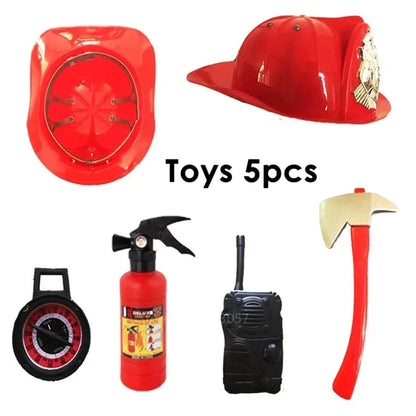 Children Fireman Cosplay Costume Boys Girls Halloween Carnival Party Sam Fireman Uniform Workwear Christmas Gift