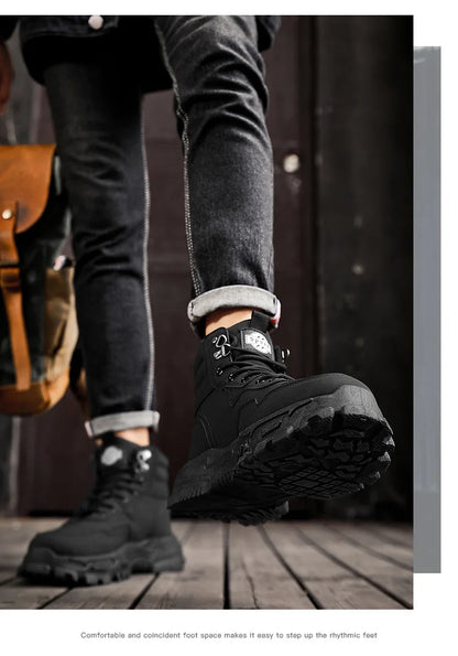 Men Boots Cotton Boot Platform Autumn British High Top Retro Thick Sole Lace Up Comfort Anti Slip Sport Mountaineering Boot