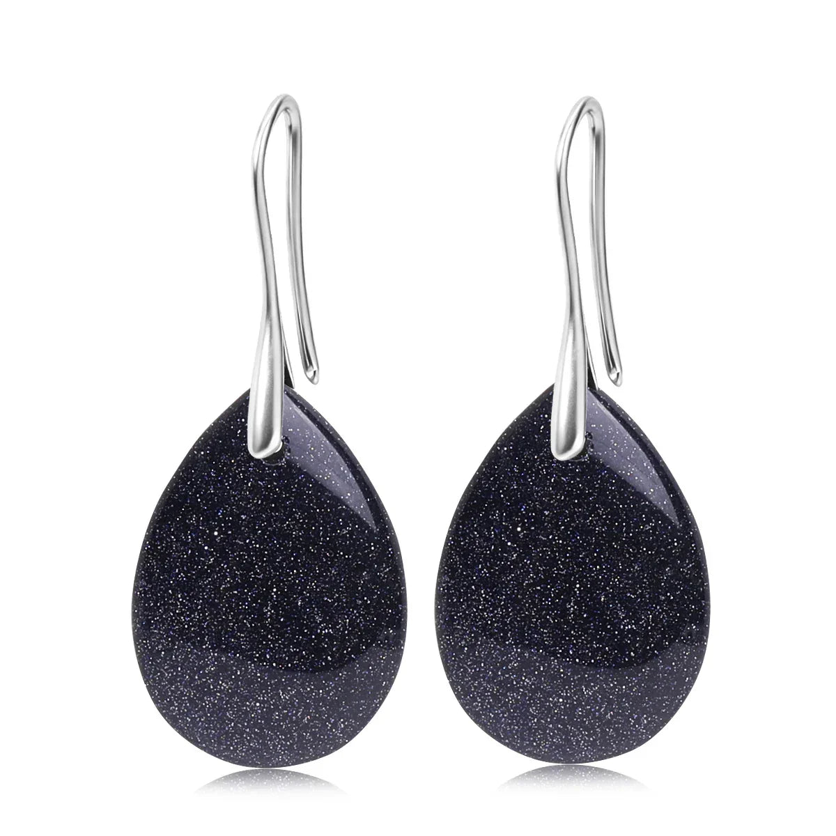 Natural Stone Pendant Women's Teardrop Earrings Elegant Gem Jewelry Creative Gift Black Obsidian Amethyst Rose Quartz Earrings