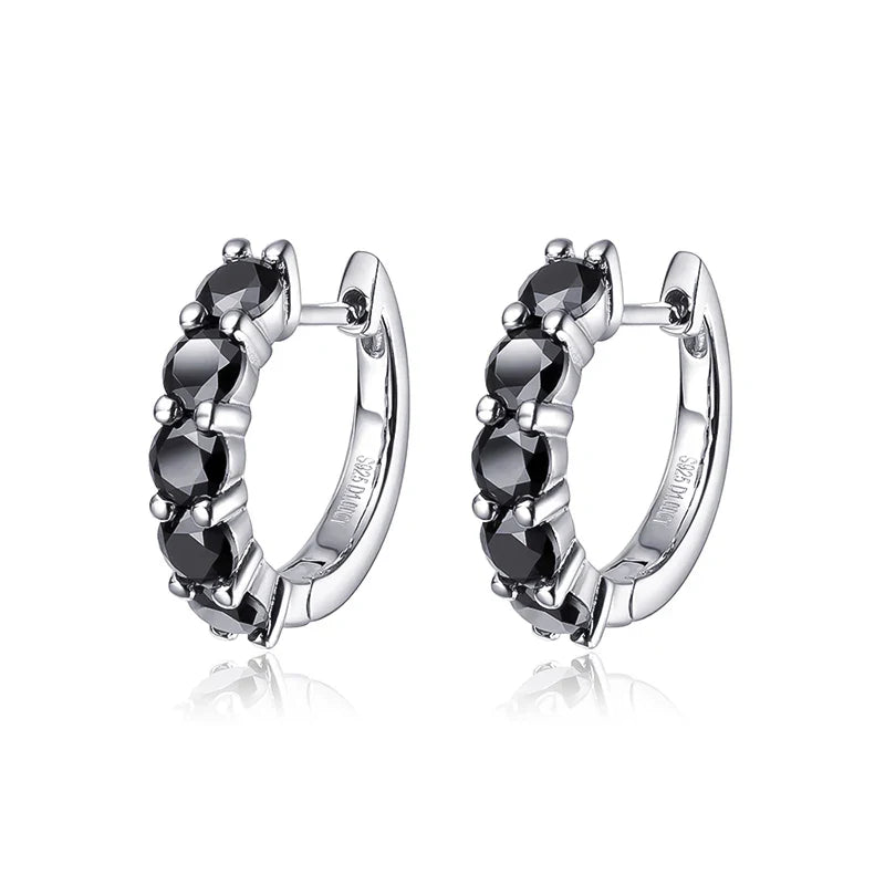 2CTTW Black Moissanite Hoop Earrings for Women Sparkling Party Simulated Diamond Earring 100% 925 Sterling Silver Jewelry