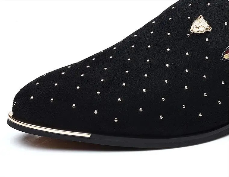 Men's Suede Leather Casual Shoes Mens Fashion Slip-on Rivets Party Wedding Loafers Moccasins Men Light Comfortable Driving Flats