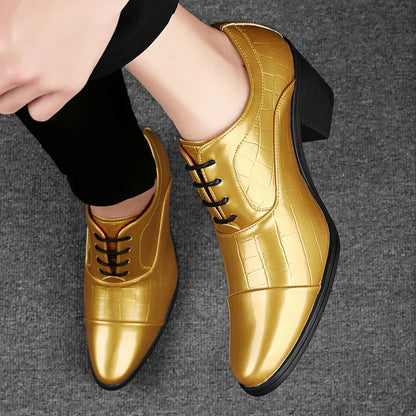 Red High Heels Shoes Man Dress Shoes Luxury Elegant Men's Leather Shoes Big Size 38-46 Pointed Toe Italian Wedding Shoes For Man