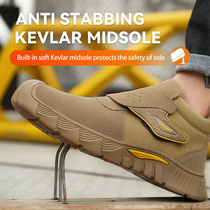 Fashion best quality Protective Work Safety Shoes For Men Breathable Shoes Anti-Puncture Steel Toe Cap Anti Puncture Work Boots